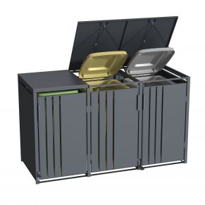 TRIVIETĖ ŠIUKŠLIŲ KONTEINERIO PASTOGĖ SU PEDALU Pilka ( RAL7016)