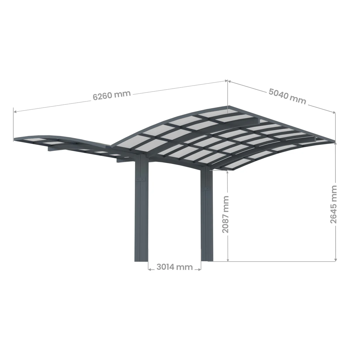 Aliuminė automobilio stoginė Bolton 600x500 cm Pilka - Image 13