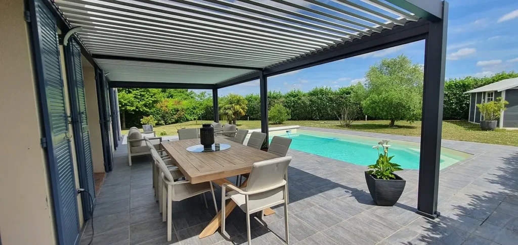 Pergola Elios 5,3×3,6 m. pilka su 2 vnt 2,65 m pločio priekiniai roletai – projekto nuotrauka 5
