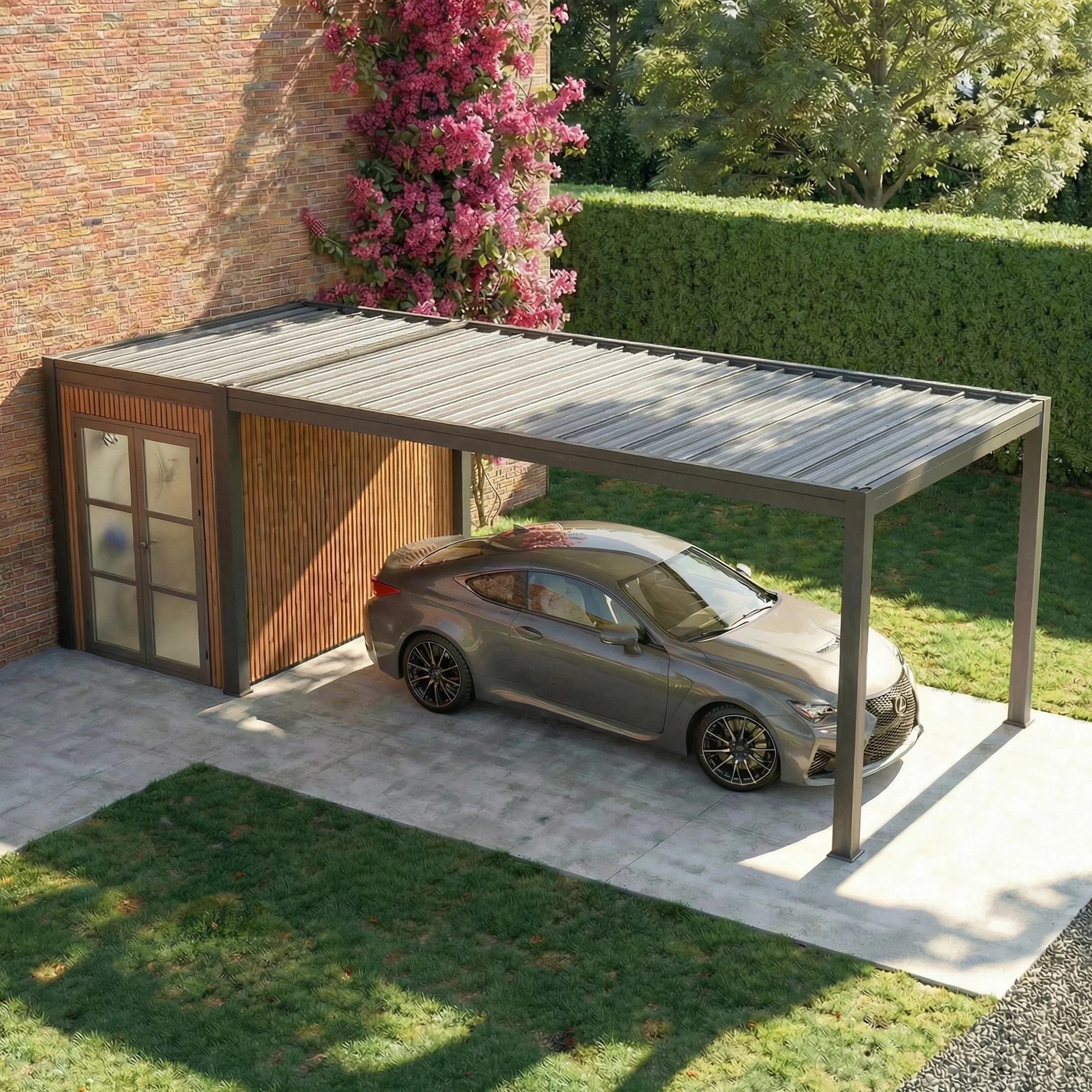 DENVER – 330 × 759 cm automobilio stoginė su sandėliavimo patalpa - Image 3