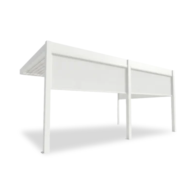 Pergola Elios 5,3x3,6 m. balta su 2 vnt 2,65 m pločio priekiniai roletai
