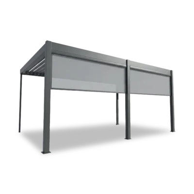 Pergola Elios 5,3x3,6 m. pilka su 2 vnt 2,65 m pločio priekiniai roletai