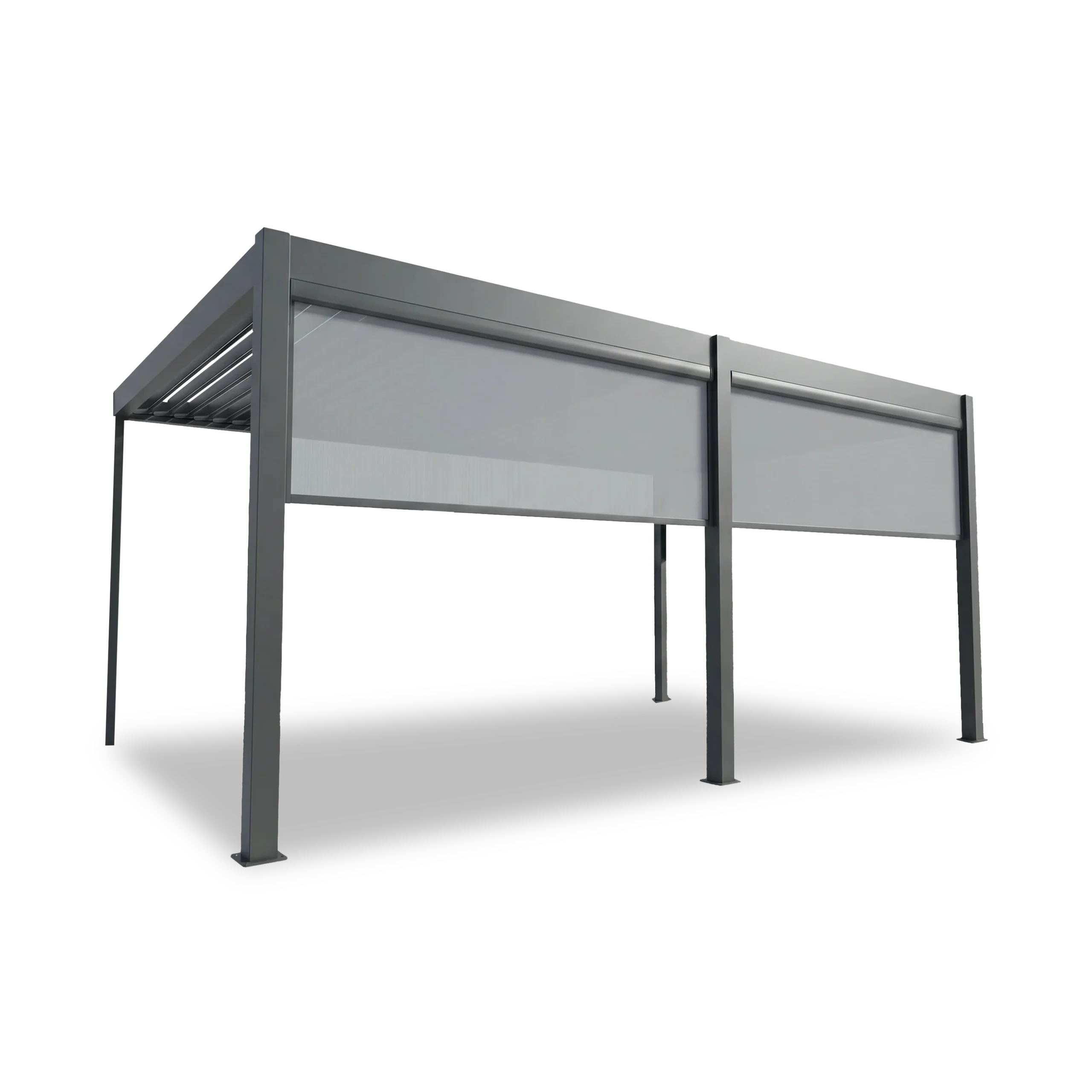 Pergola Elios 5,3x3,6 m. pilka su 2 vnt 2,65 m pločio priekiniai roletai