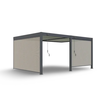 Pergola Elios 5,3x3,6 m. pilka su 2 šoniniais roletais