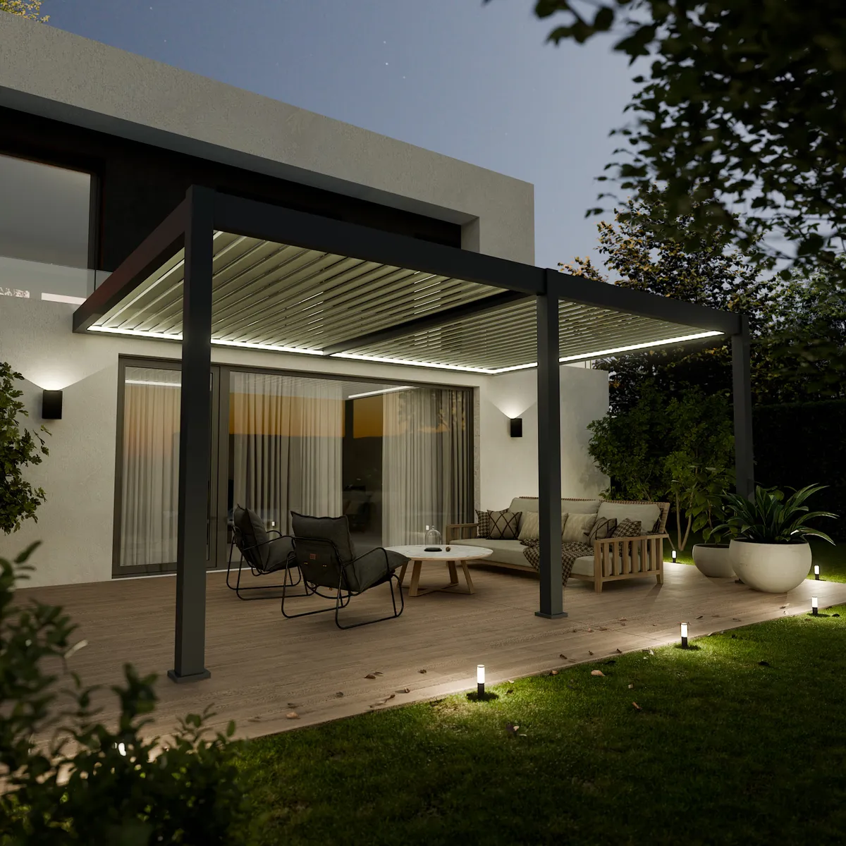 Pergola Elios 5,3x3,6 m. pilka su LED apšvietimu - Image 2