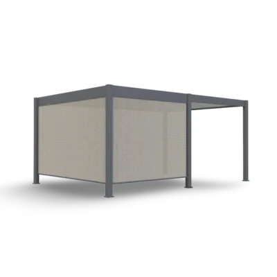 Pergola Elios 5,3x3,6 m. pilka su 2 šoniniais roletais