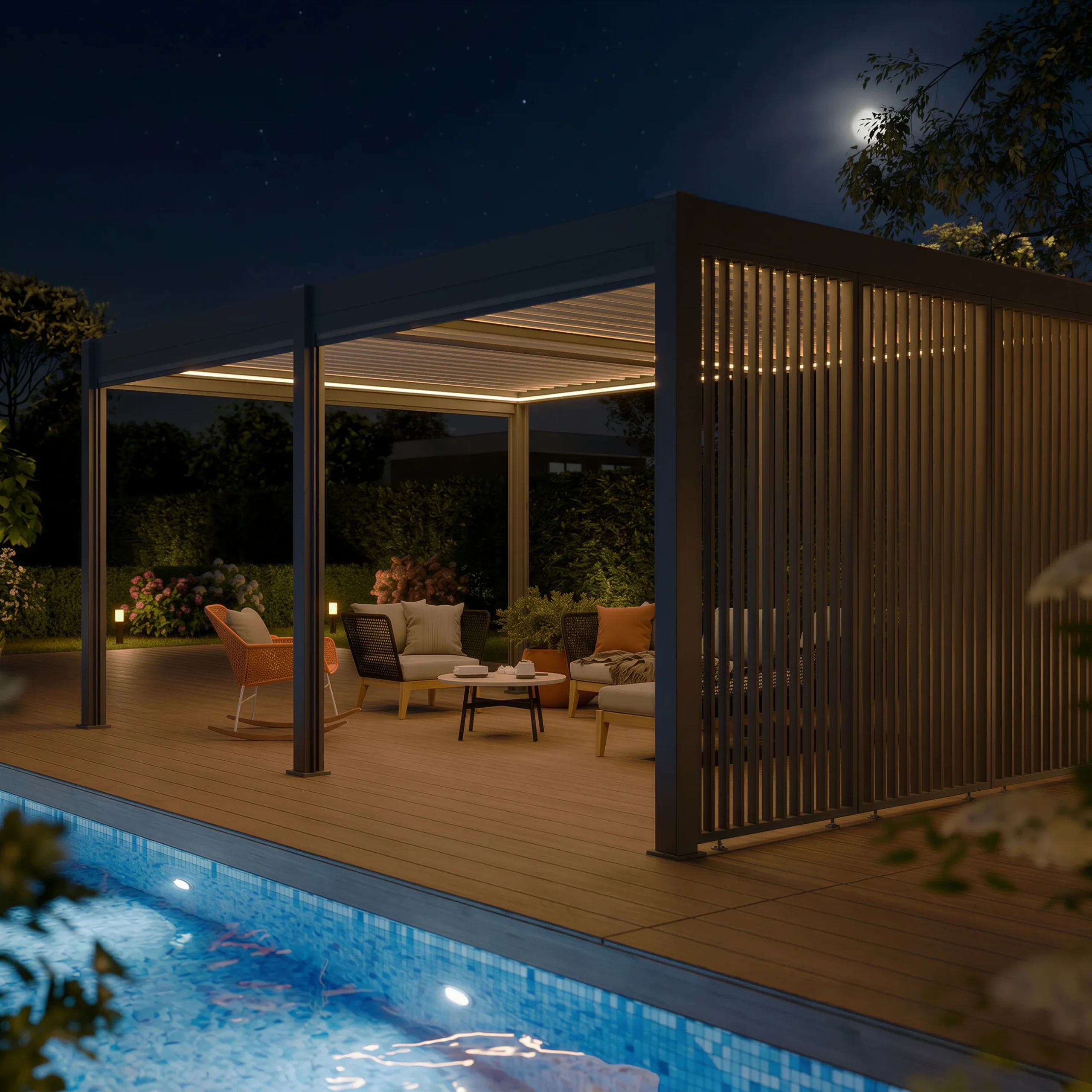 Pergola Elios 5,3x3,6 m. pilka su roletais ir vertikaliomis žaliuzėmis - Image 3