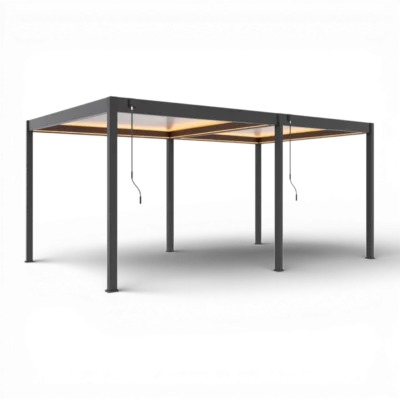 Pergola Elios 8x4 m. pilka su LED apšvietimu