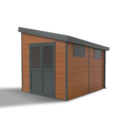 MIRA – 9 m² Prie sienos montuojamas kompozitinis sandėliukas– rudas