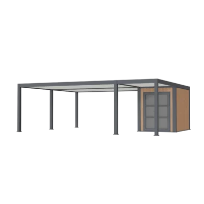 NEWARK – 759 × 645 cm dviejų automobilių stoginė su sandėliavimo patalpa
